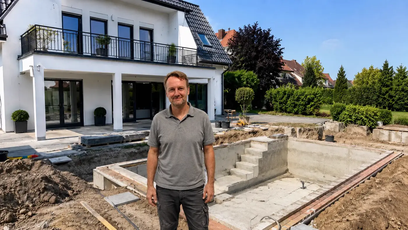 Team eines Elektrobetriebs auf der eigenen Baustelle